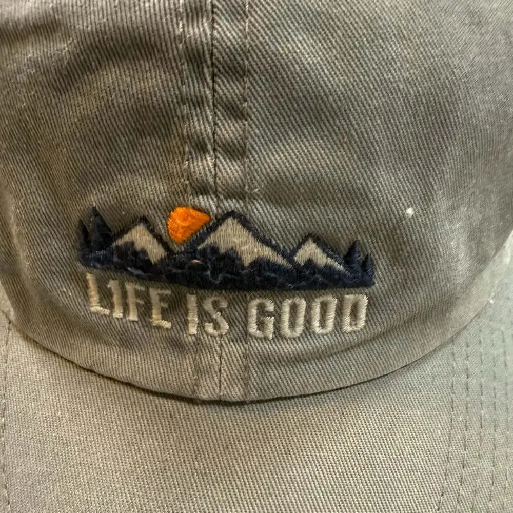 Life is Good A Sunwashed Chill Cap Sunset Mountains Slate Gray